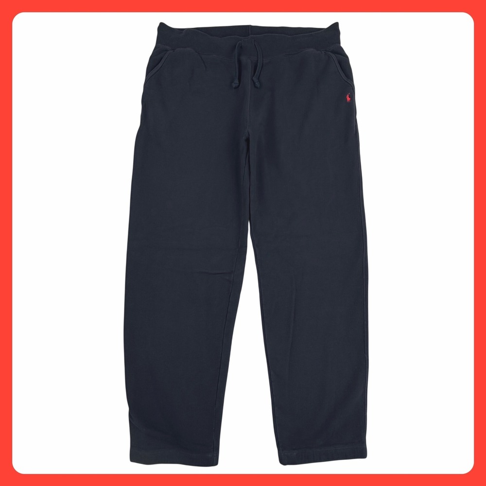 Polo‎ Ralph Lauren Sweatpants Men XXL x 32 Black Cotton Red Pony Relaxed Jogger